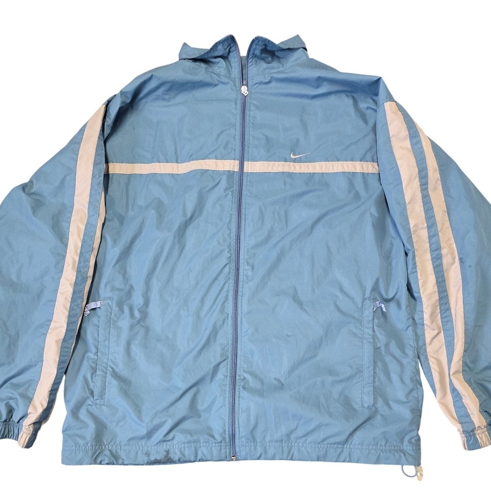 Nike Windbreaker Jacket Mens XL Blue Full Zip Swoosh Y2K Athletic